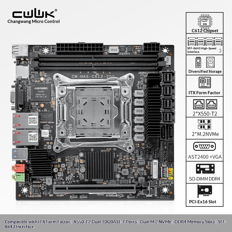 Nas Motherboard 8 Sata Mini Itx - Материнская плата C612 LGA 2011-3 Xeon