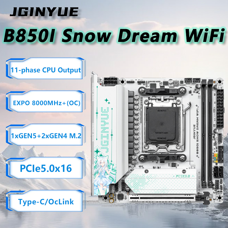 Nas Motherboard 8 Sata Mini Itx - Материнская плата JGINYUE B850i Snow Dream