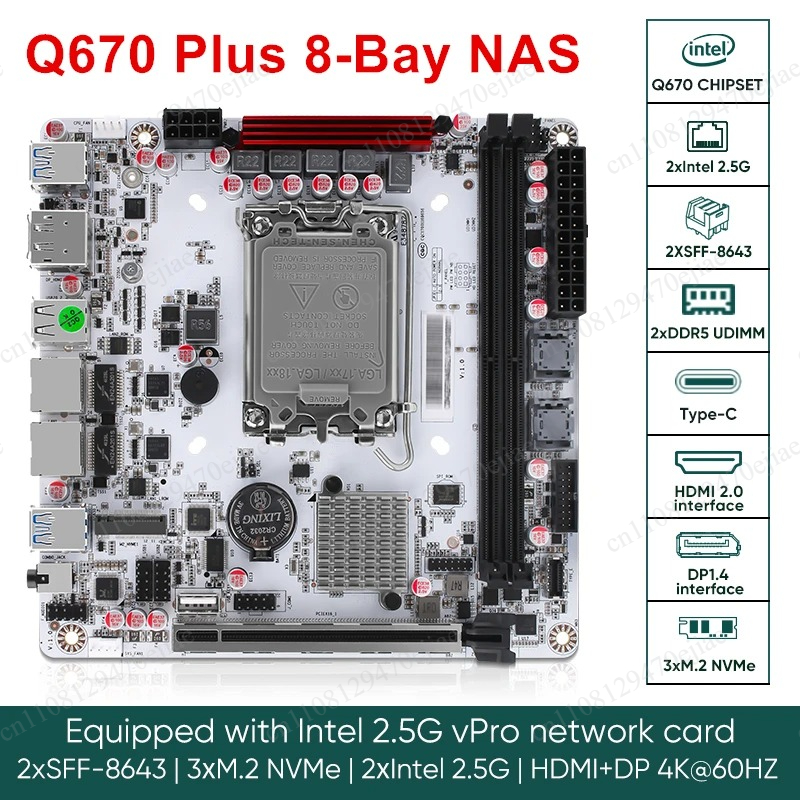Материнская плата Q670 Mini-IT – обзор и цена Nas Motherboard 8 Sata Mini Itx
