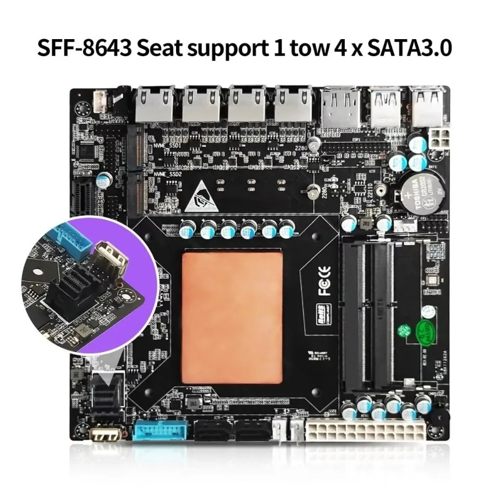 Материнская плата ITX NAS с пр – обзор и цена Nas Motherboard 8 Sata Mini Itx