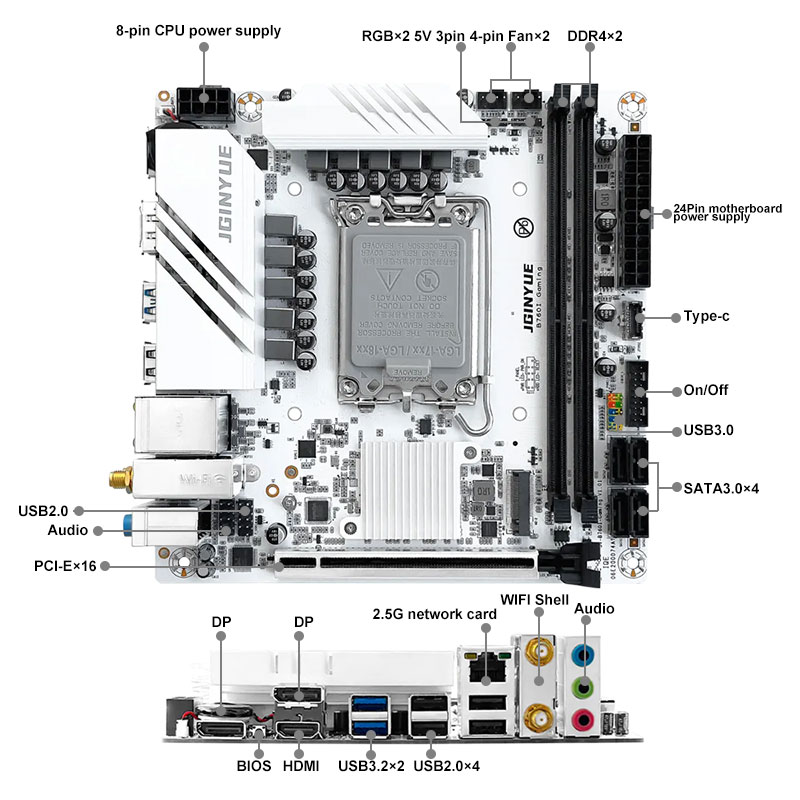 Материнская плата JGINYUE B760 – обзор и цена Lga1700 Itx Motherboard Ddr5