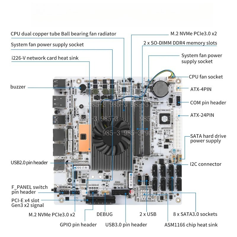 Белая материнская плата Mini-I – обзор и цена Nas Motherboard 8 Sata Mini Itx